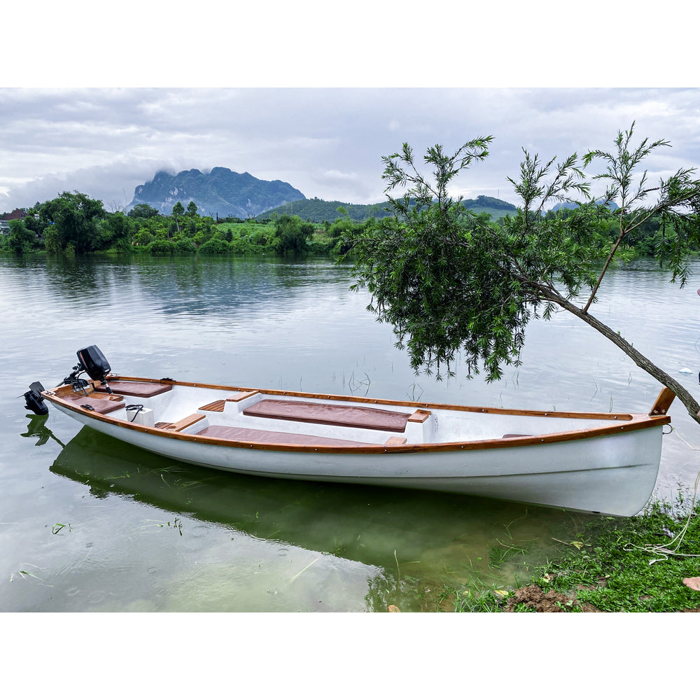 18ft Composite Whitehall Row Boat w. Teak Gunwale