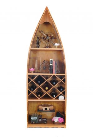 Shop handmade wooden canoe wine shelf - Wooden Boat USA