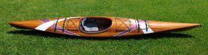 Wooden Kayak with white & purple ribbon 15ft -Wooden Boat USA
