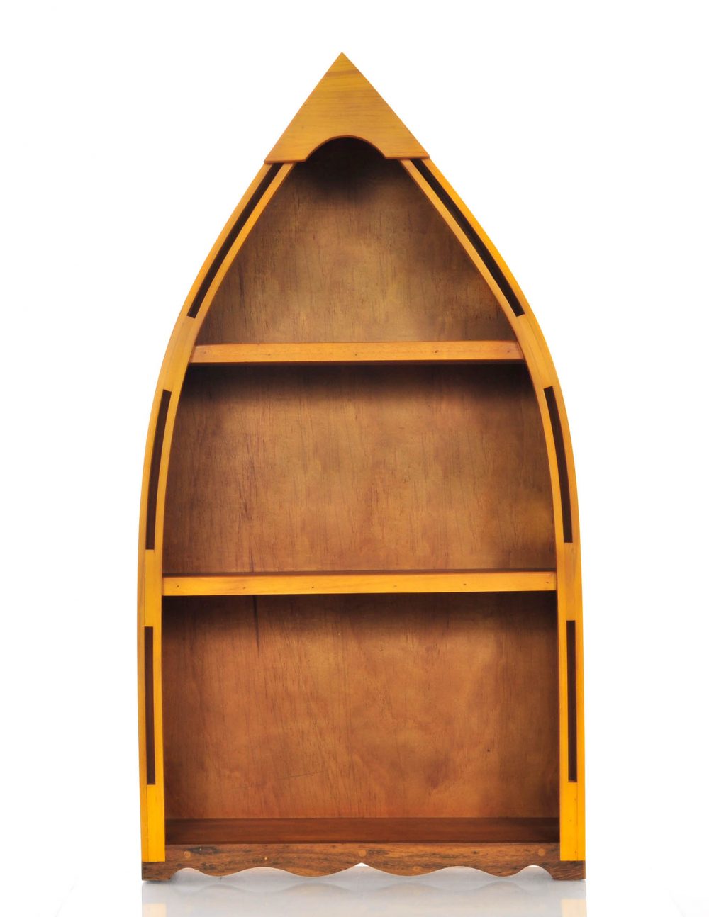 Small wooden canoe boat book shelf for sale - Wooden Boat USA